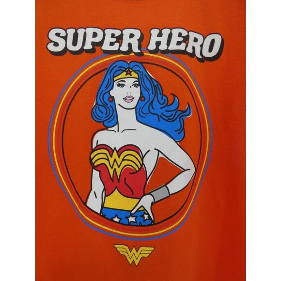 Women's Retro Colorful Bright Orange Wonder Woman Superhero Scenegirl S/S Shirt - Picture 6 of 7